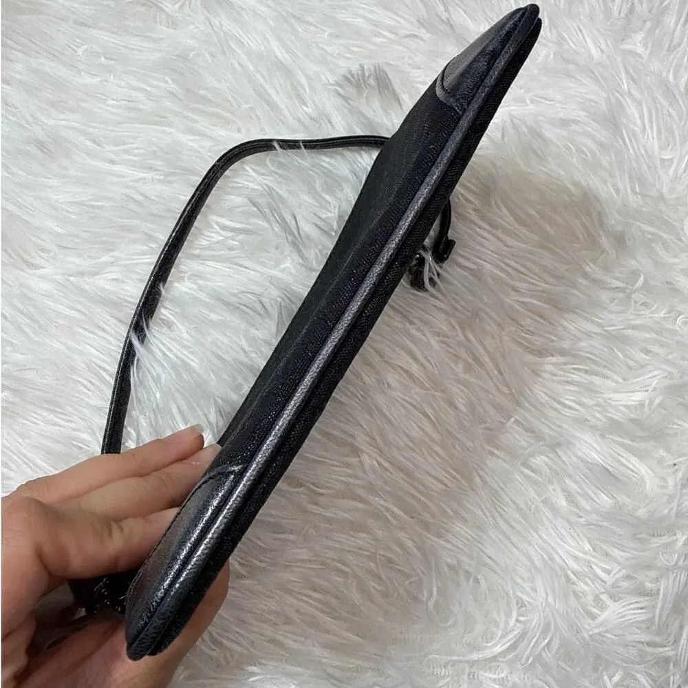 Vintage COACH y2k Black Metallic Silver Signature Canvas Wristlet